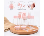 8 Pcs Travel Bottles Set Refillable Small Empty Plastic Pump/Spray/Squeeze Bottles for Cosmetic and Travel Toiletries with Storage Bag