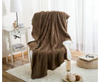 Knitted  Acrylic Sherpa Large Blanket Plush Throw Rug 180x120cm Brown