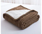 Knitted  Acrylic Sherpa Large Blanket Plush Throw Rug 180x120cm Brown