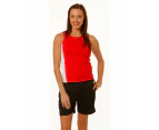 New Ladies Womens Teammate Sports Tennis Soccer Team Cotton Polyester Singlet - Red.White