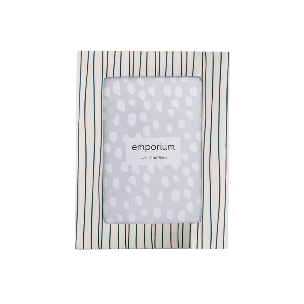 Emporium Ivy White Stripe 4x6" Photo Frame