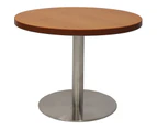 Rapidline Round Coffee Table D600 x H425mm Cherry Top Stainless Steel Disc Base