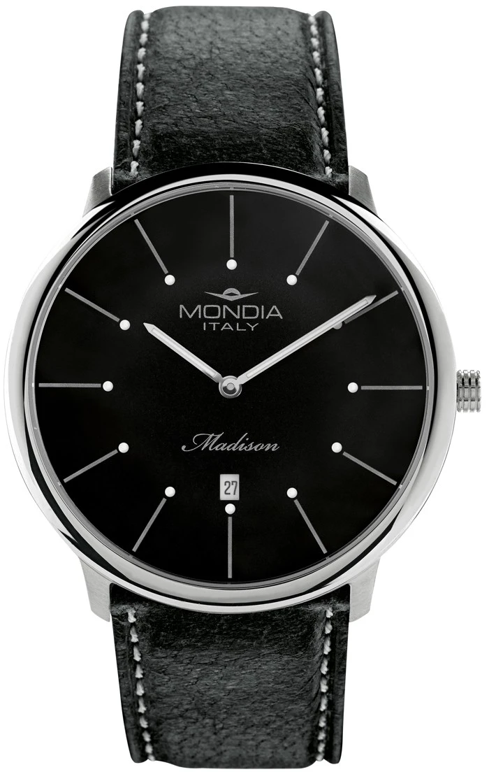 Mondia italy madisson Mens Analog Japanese quartz Watch with Leather bracelet Black