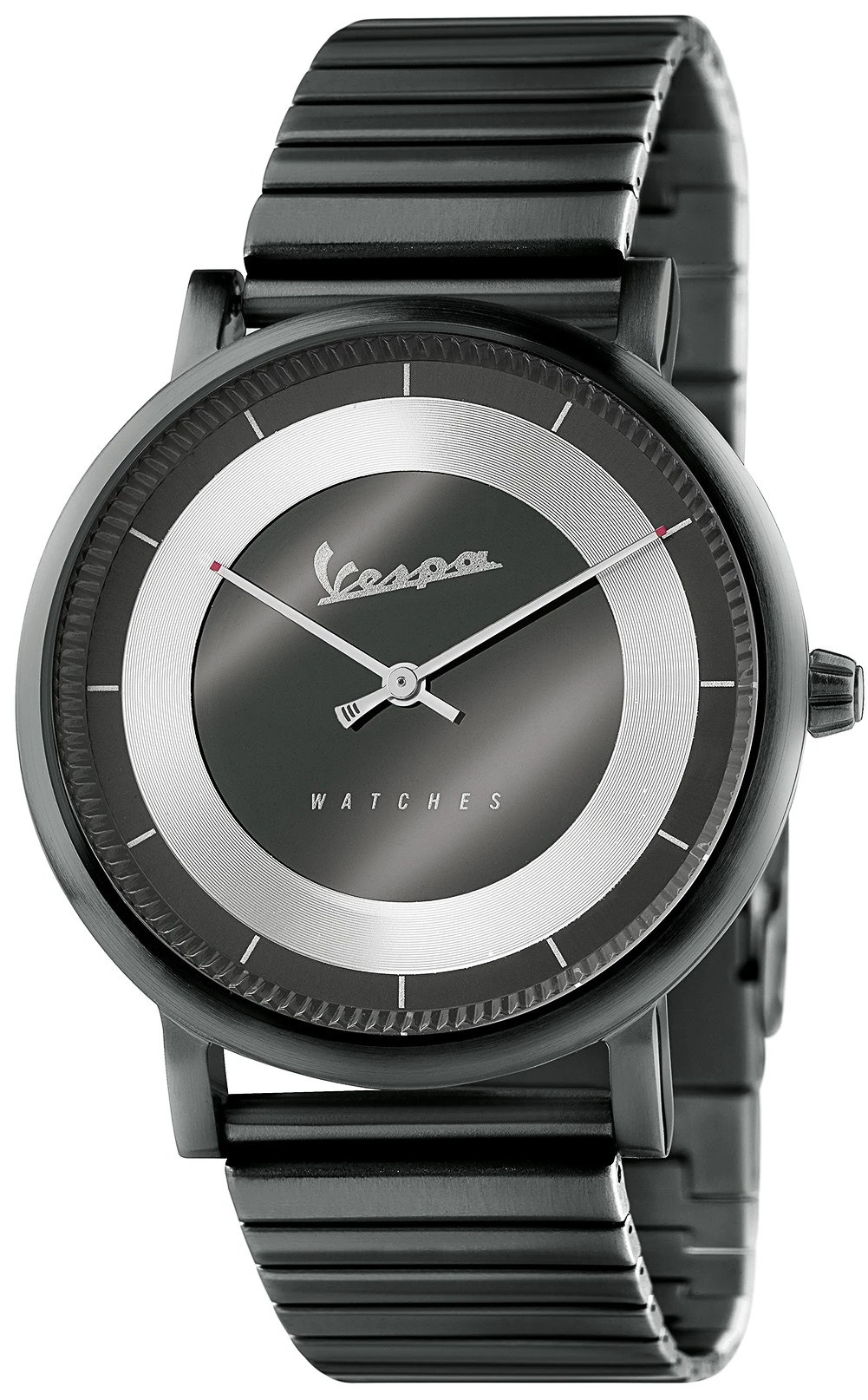 Vespa classy Mens Analog Japanese quartz Watch with Stainless Steel bracelet Black