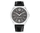 Tommy Hilfiger Black Leather Grey Dial Men's Watch - 1791376