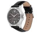 Tommy Hilfiger Black Leather Grey Dial Men's Watch - 1791376