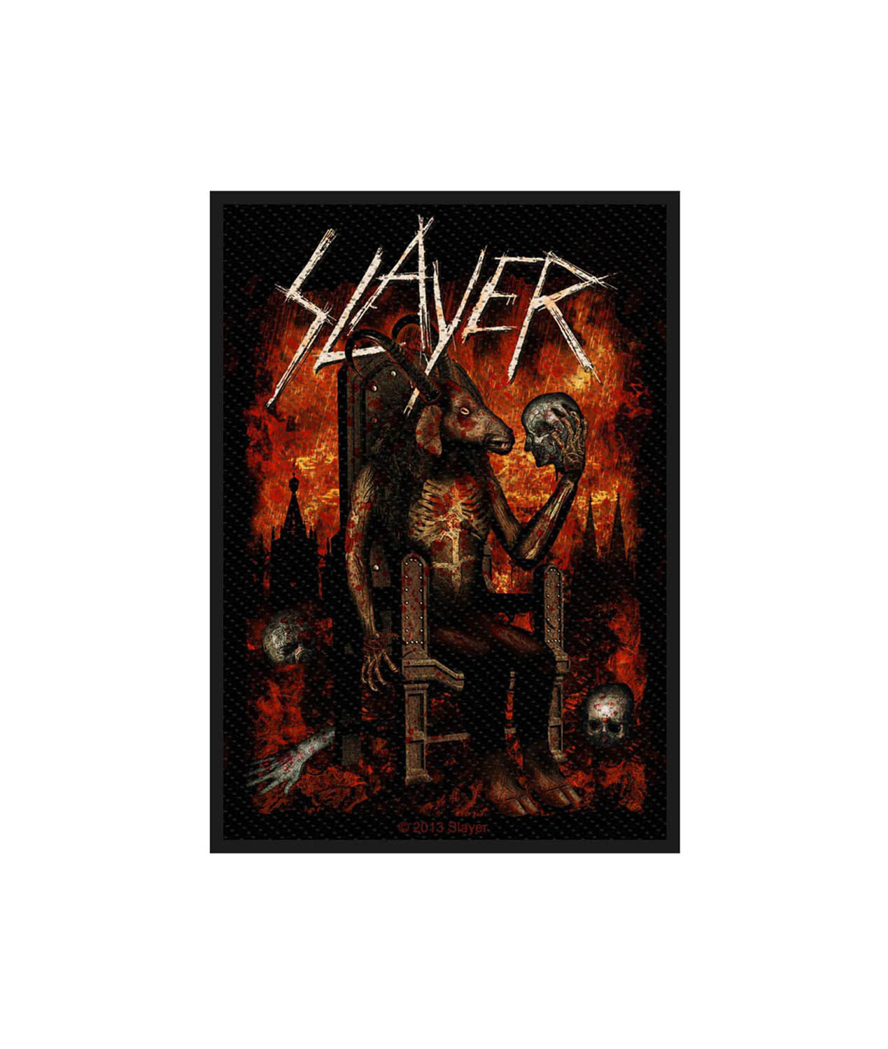 Slayer Patch Devil On Throne Band Logo  Official Sew On (10 Cm X 7 Cm)