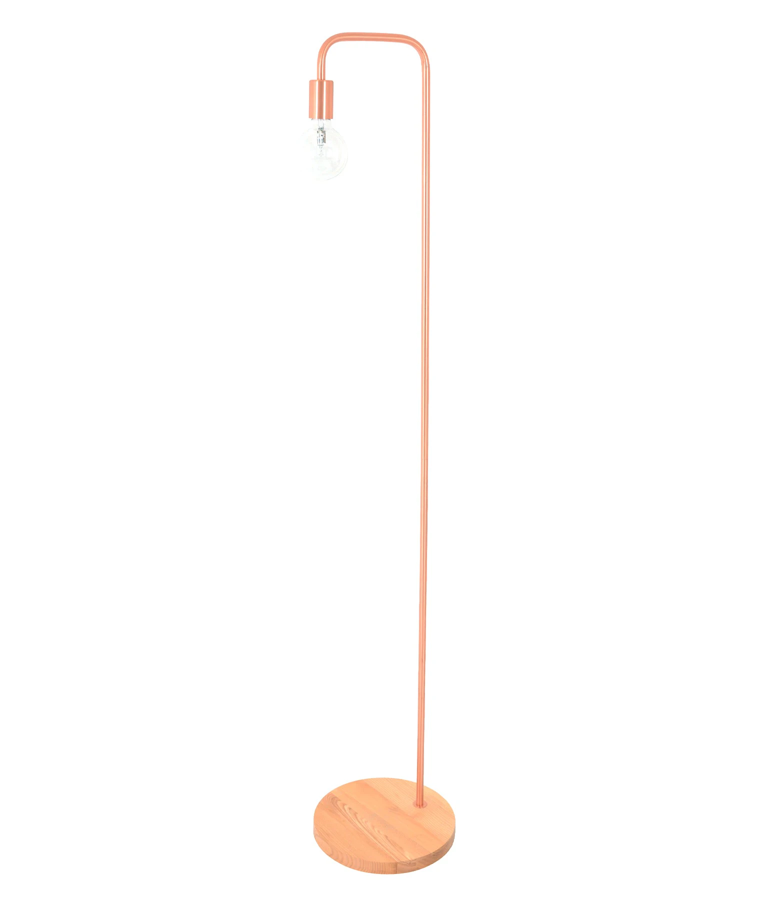 Scandinavian Minimalist Wood Base Slim Floor Lamps - Copper