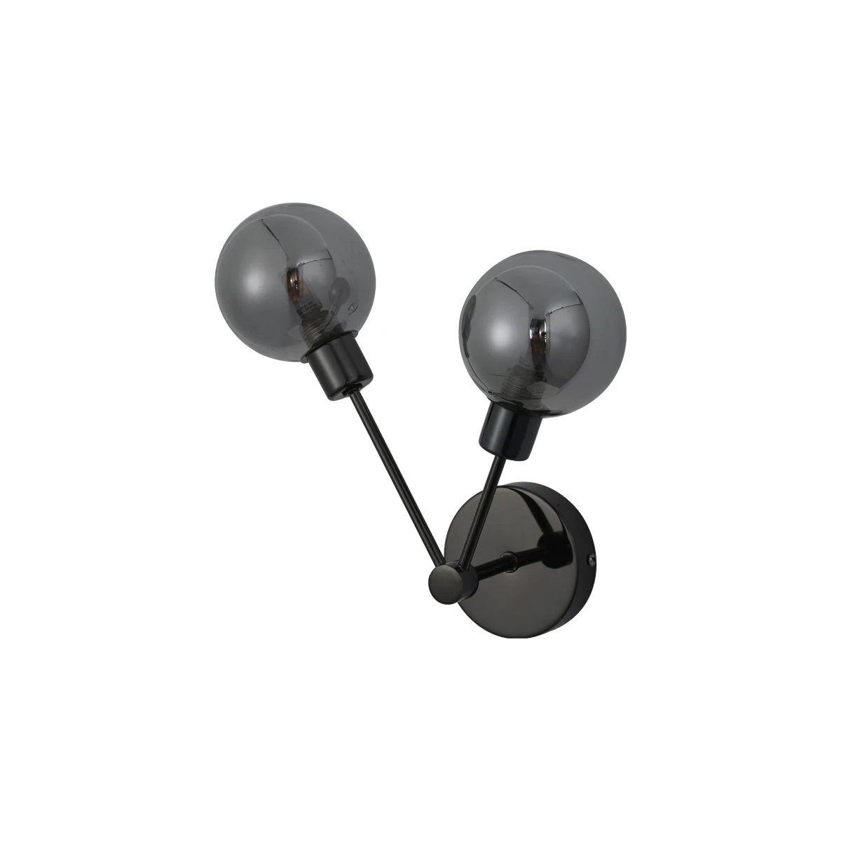 Grette Wall Lamp Light Black Chrome Smoked Glass Spheres