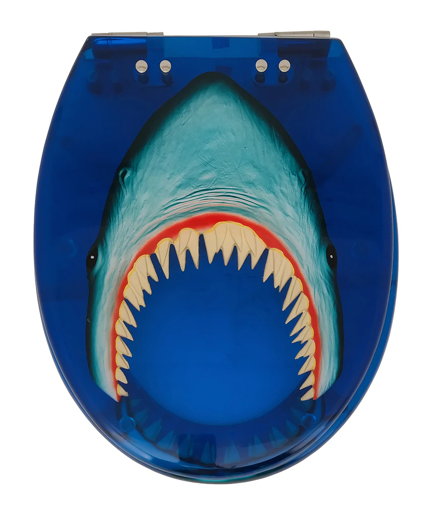 Blue Shark Novelty Soft Close Toilet Seat