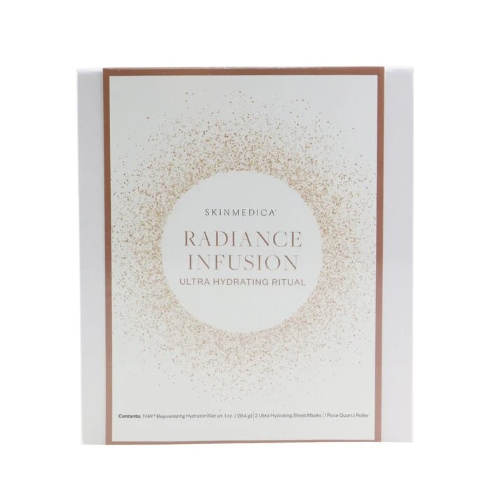 Skin Medica Radiance Infusion Ultra Hydrating Ritual Set: HA Rejuvenating Hydrator 28.4g + Ultra Hydrating Sheet Mask 2pcs + Rose Quartz Roller 4pcs