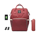 Diaper Bag Backpack Large Capacity Maternity Baby Nappy Bag with USB Charging Port,Red