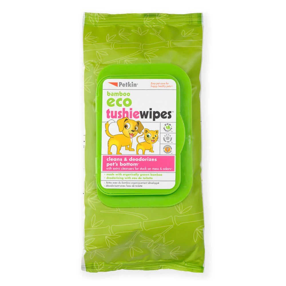 Petkin Bamboo Eco Tushie Dog & Cat Wipes 80 Pack