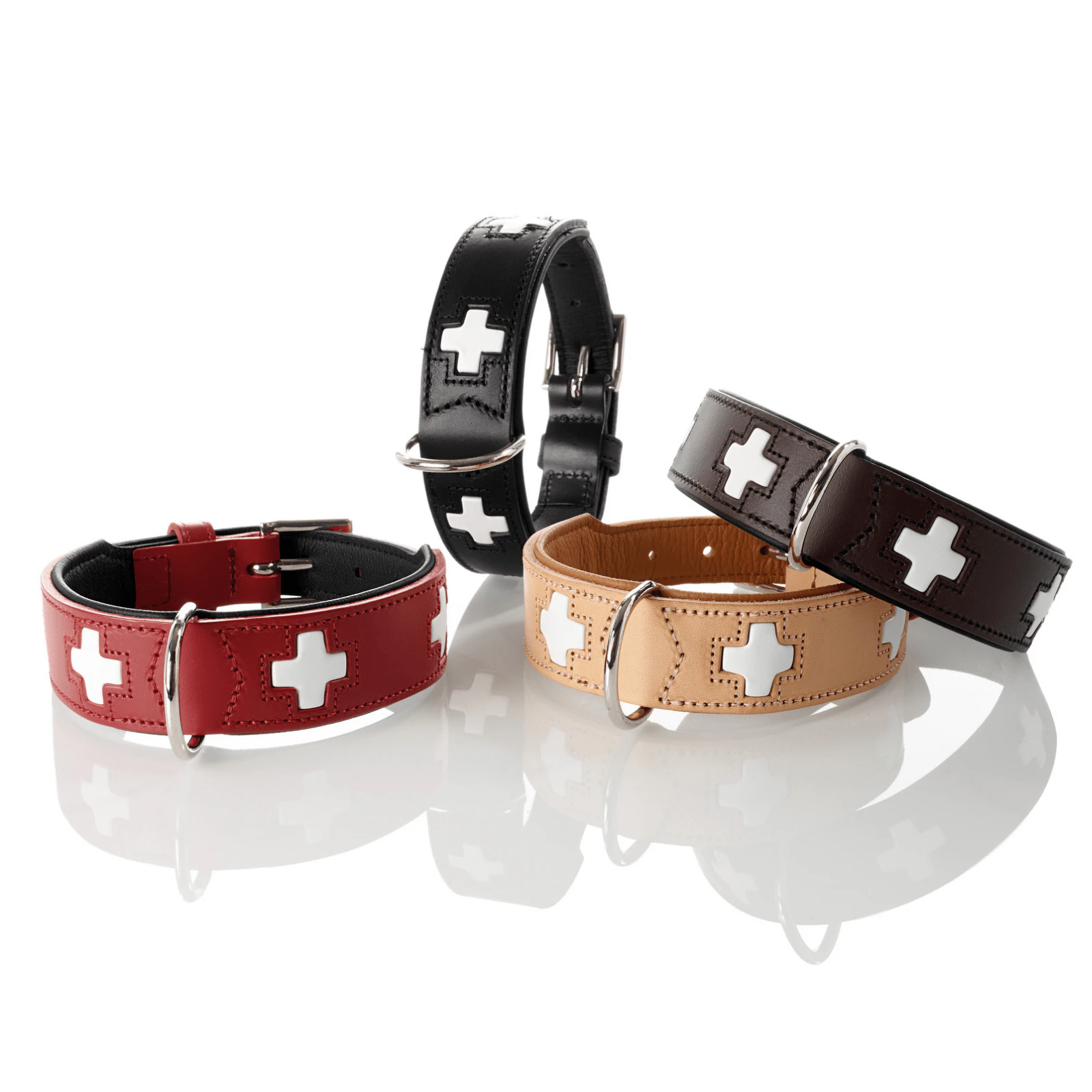 Hunter Classic Swiss Leather Dog Collar - Red