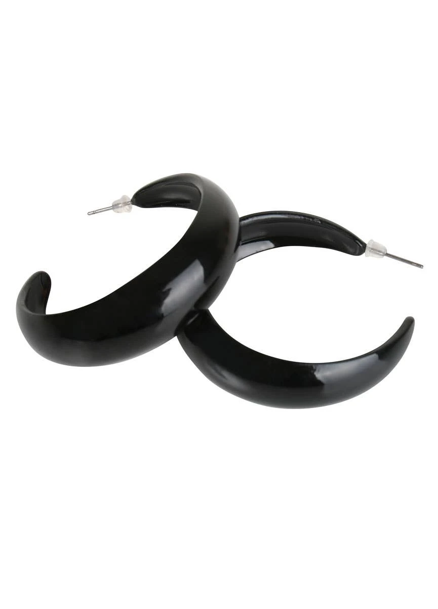 Diva Black Hoop Earrings Costume Accessory Genuine Dr Toms - New