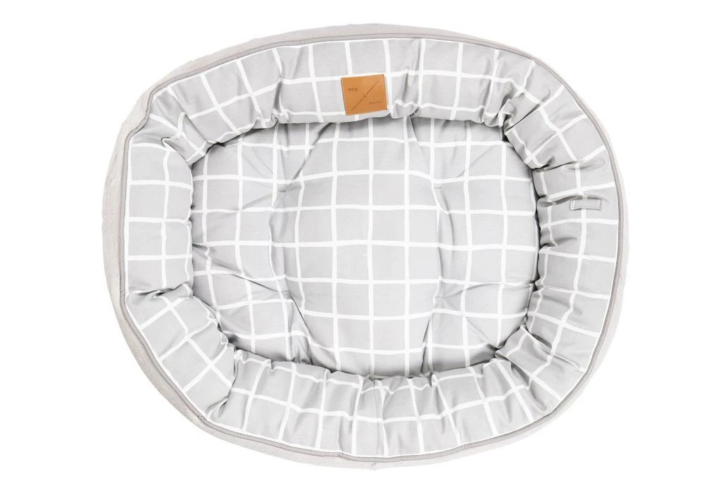 Mog & Bone 4 Seasons Reversible Circular Dog Bed Grey Check Print Small