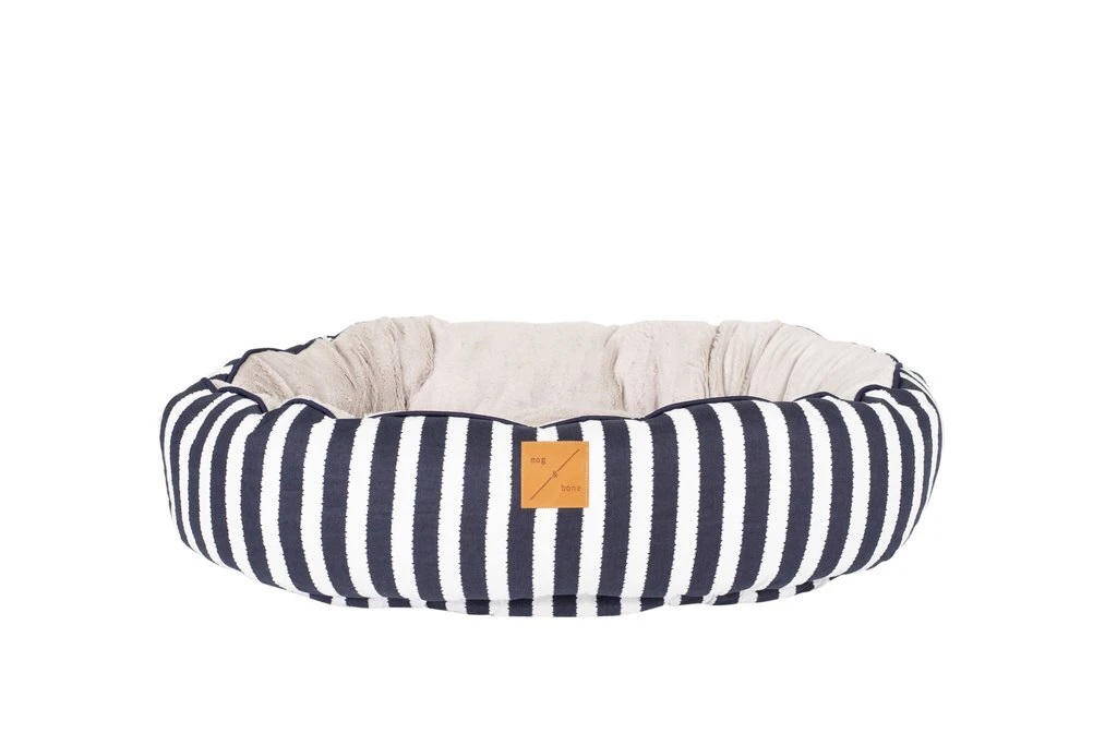 Mog & Bone 4 Seasons Reversible Circular Dog Bed Navy Hamptons Stripe XL