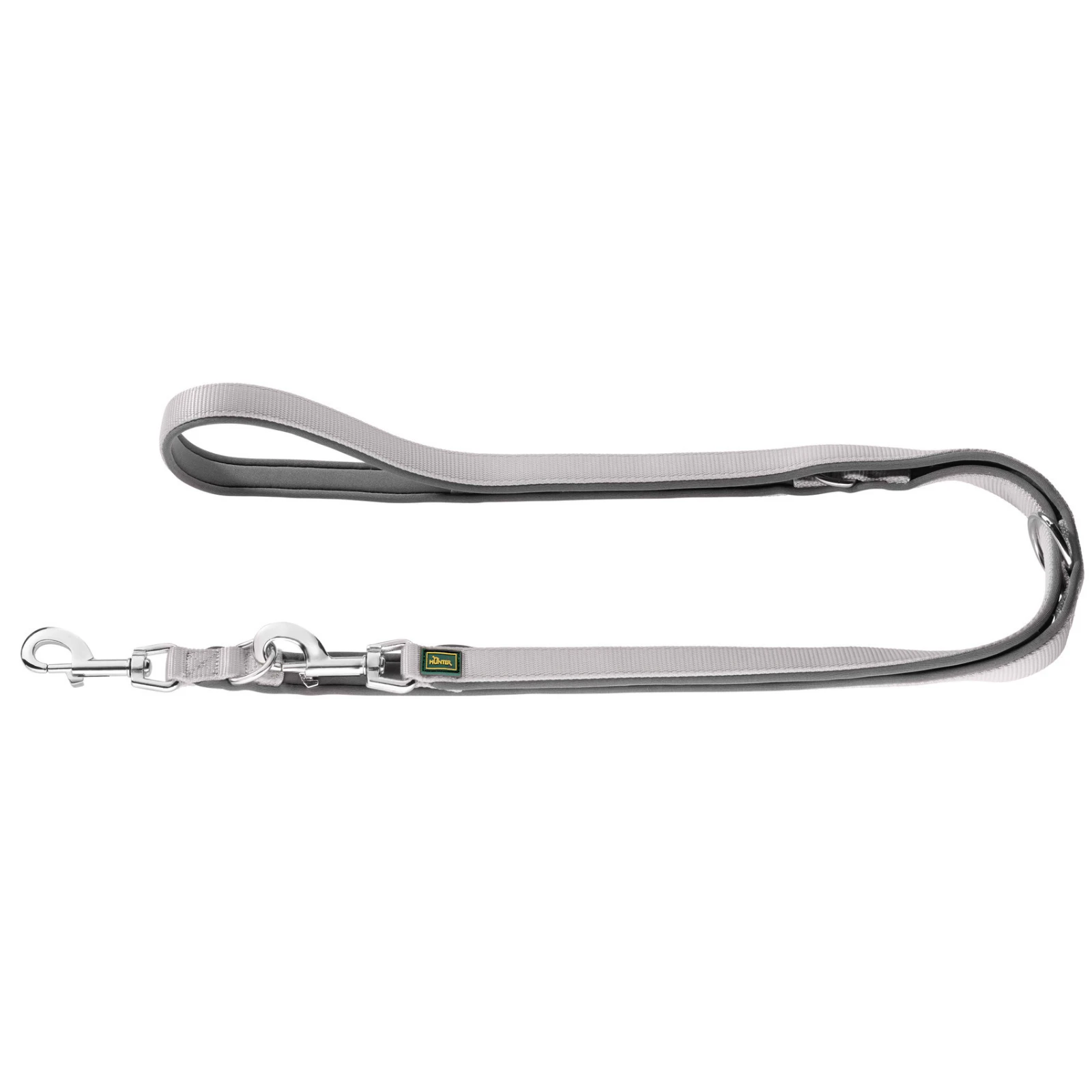 Hunter Neoprene Vario Plus Dog Training Lead, 3-Way Adjustable - Grey