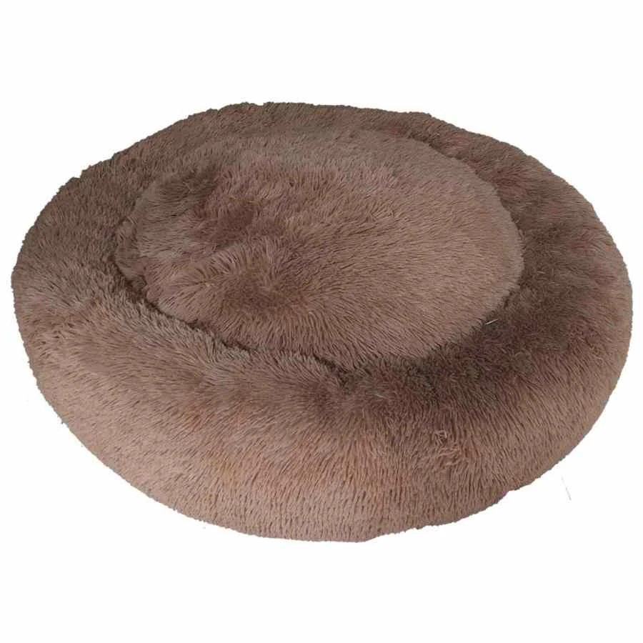 Prestige Pet Snuggle Buddies Calming Cuddler Plush Dog Bed Brown 60cm