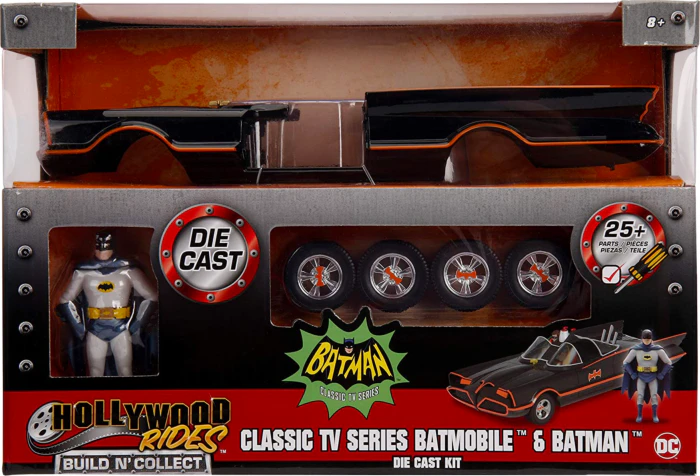 Batman (1966) - Batmobile with Batman Hollywood Rides 1/24th Scale Die-Cast Vehicle Replica Model Kit