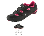 CyclingDeal Road Indoor Bike Women's Cycling Shoes with Look ARC Delta Compatible Cleats - Black