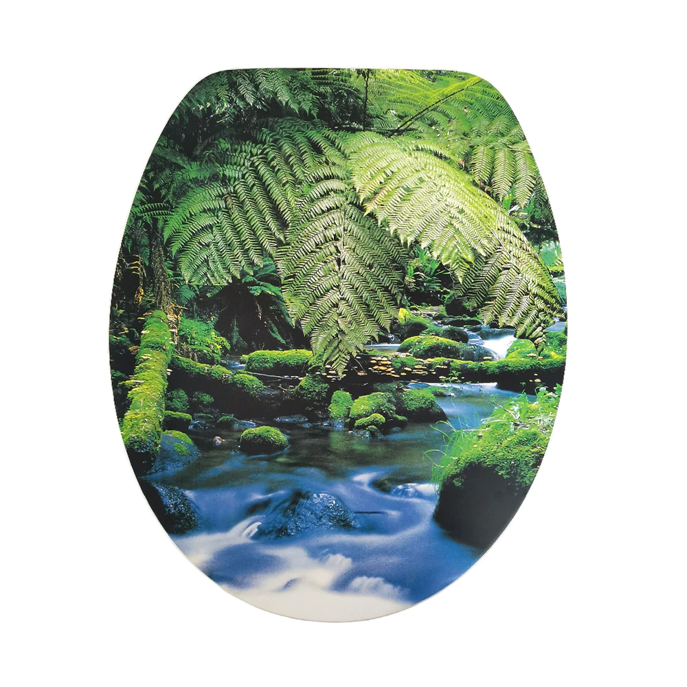 Rain Forest Green Leaves Nature Soft Close Toilet Seat