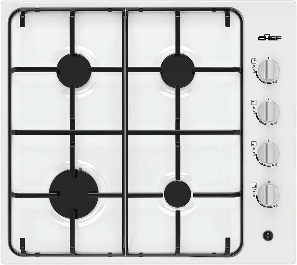 Chef 60cm White Enamel Gas Cooktop CHG642WC