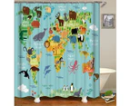 Cartoon Animals Introduce World Map Shower Curtain
