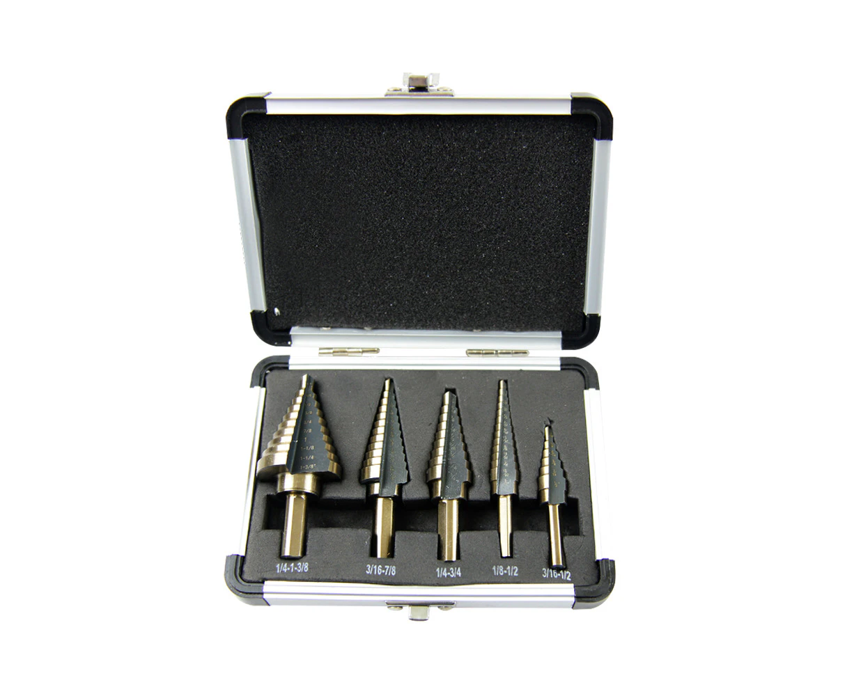 HSS Step Steel Step Cone Titanium Bit Set Titanium Hole Cutter Drill Case 5PCS