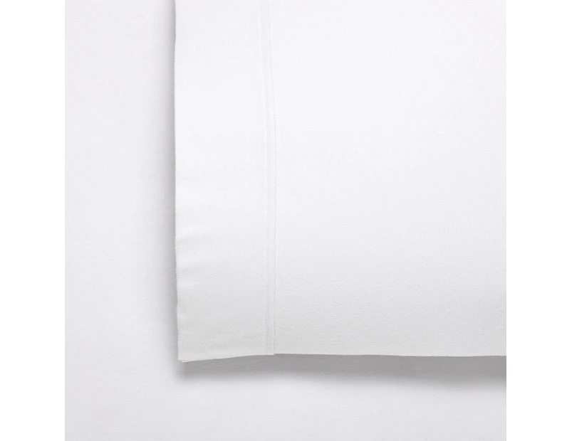 Fletcher 170gsm Cotton Twill Flannelette Sheet Set (White) - Split King