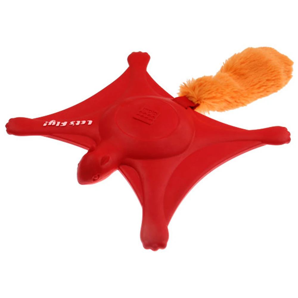 Gigwi Lets Fly Squirrel Squeaker Dog Toy Plush Red