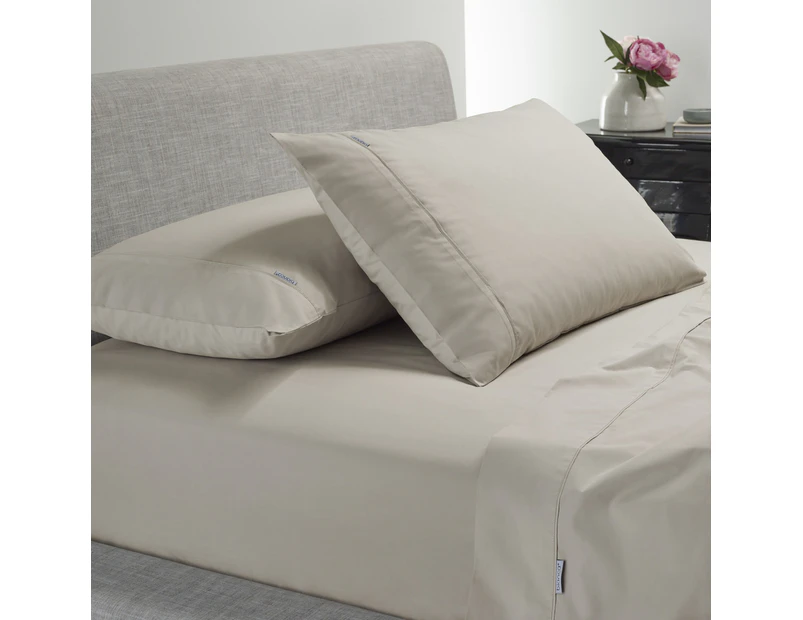 Bianca Heston 300TC Cotton Flat/Fitted Sheet/Pillowcase Stone