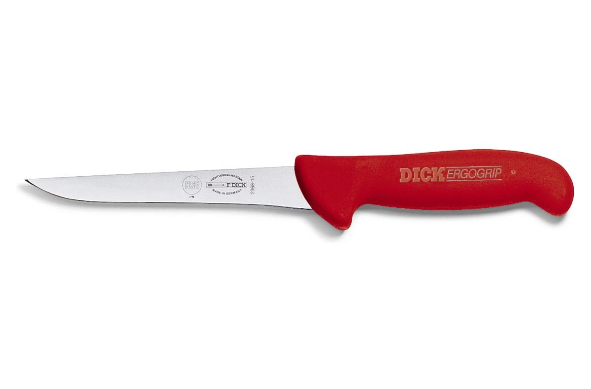 F.Dick ErgoGrip Boning Knife, Narrow Blade, 15cm, Red, S-S/P