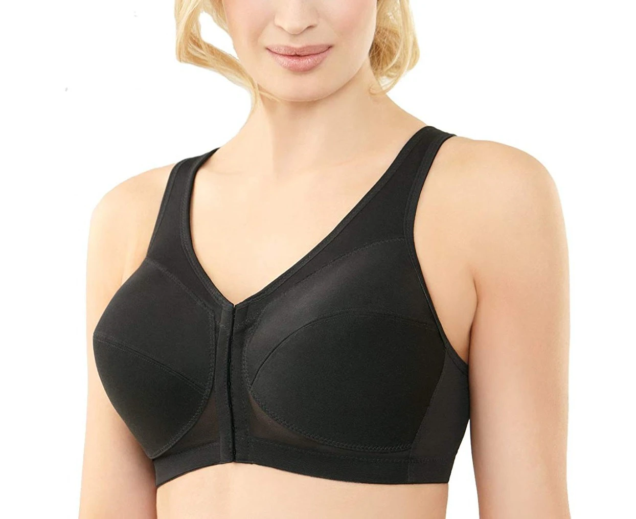 Glamorise Black Womens US Size 48 K Front-Closure Full Coverage Bras