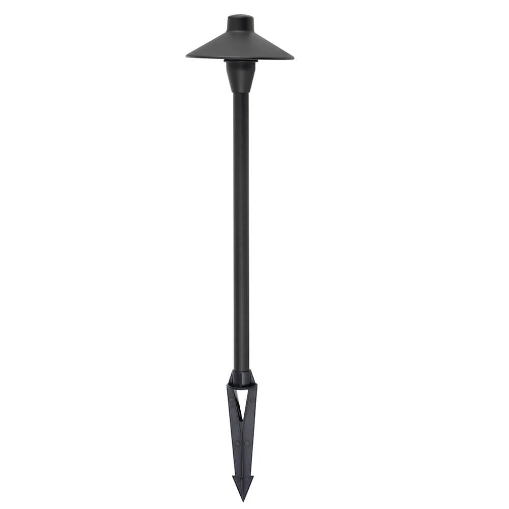 CLA LIGHTING Coolie Outdoor Garden Spike Light with Shade - G4 - Matte Black