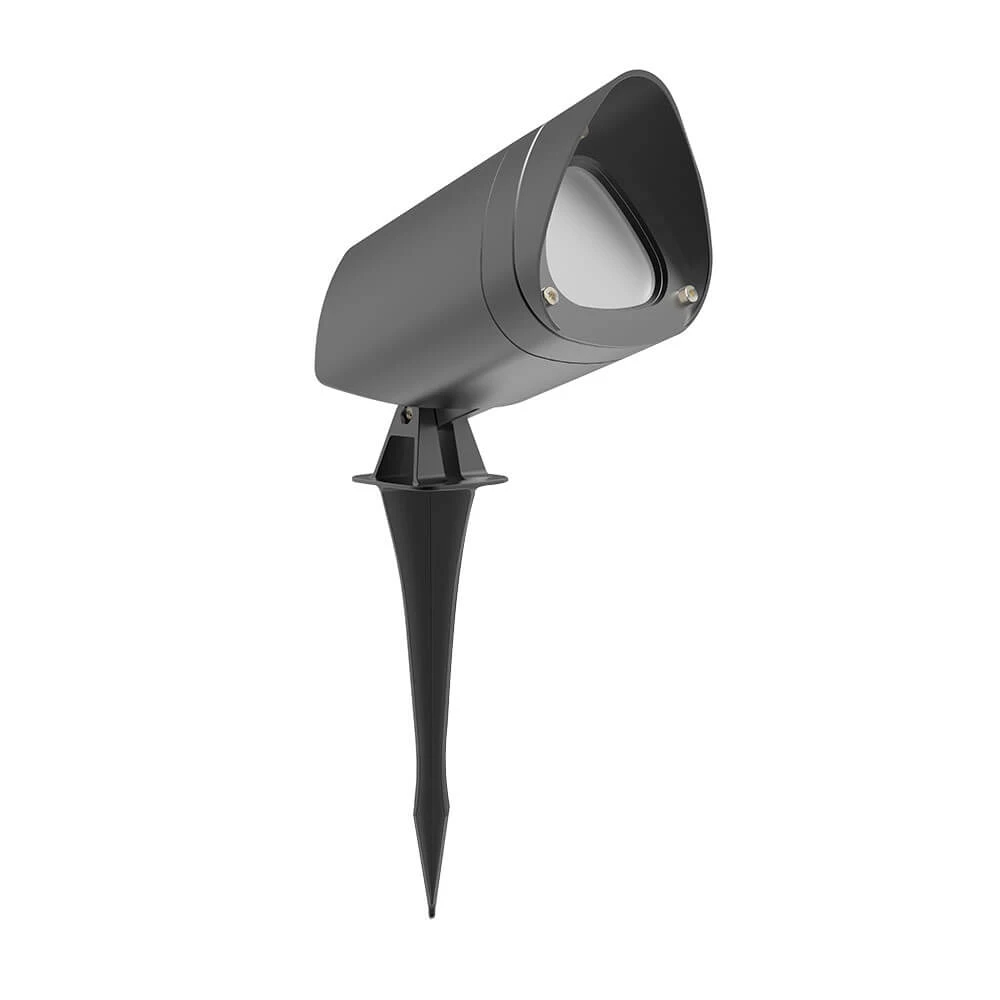 CLA LIGHTING Kam Outdoor Garden Spike Light with Hood - 12V MR16 - Dark Grey