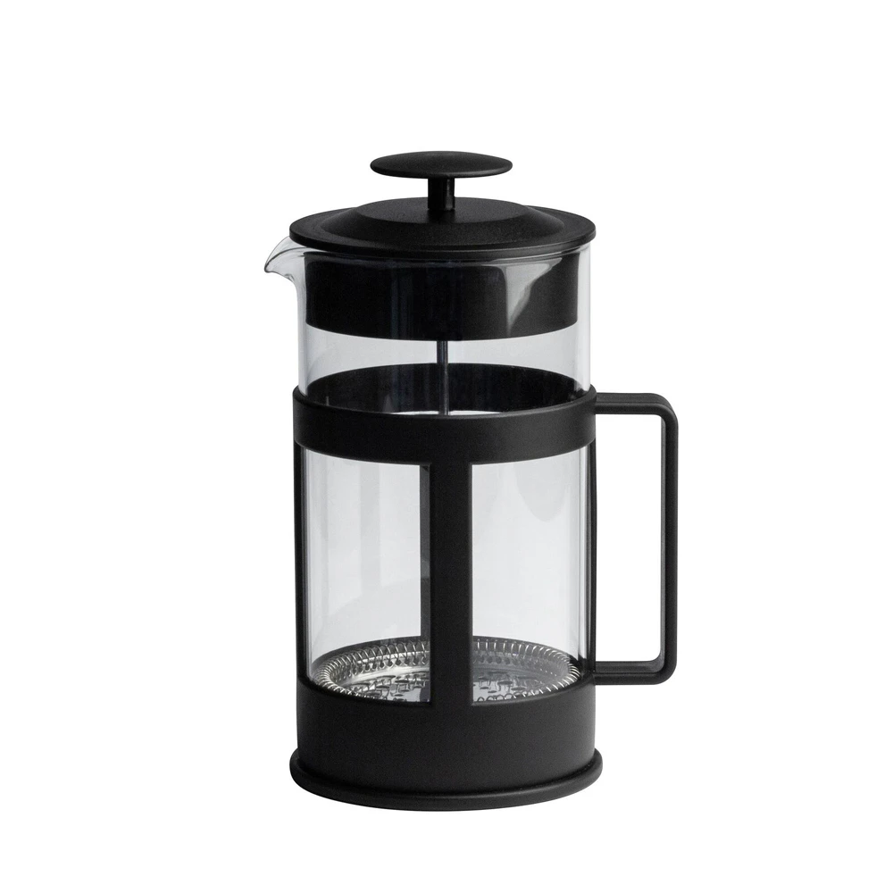 Euroline 1L Tea & Coffee Glass Plunger French Press Latte Maker/Brewer Pot Black