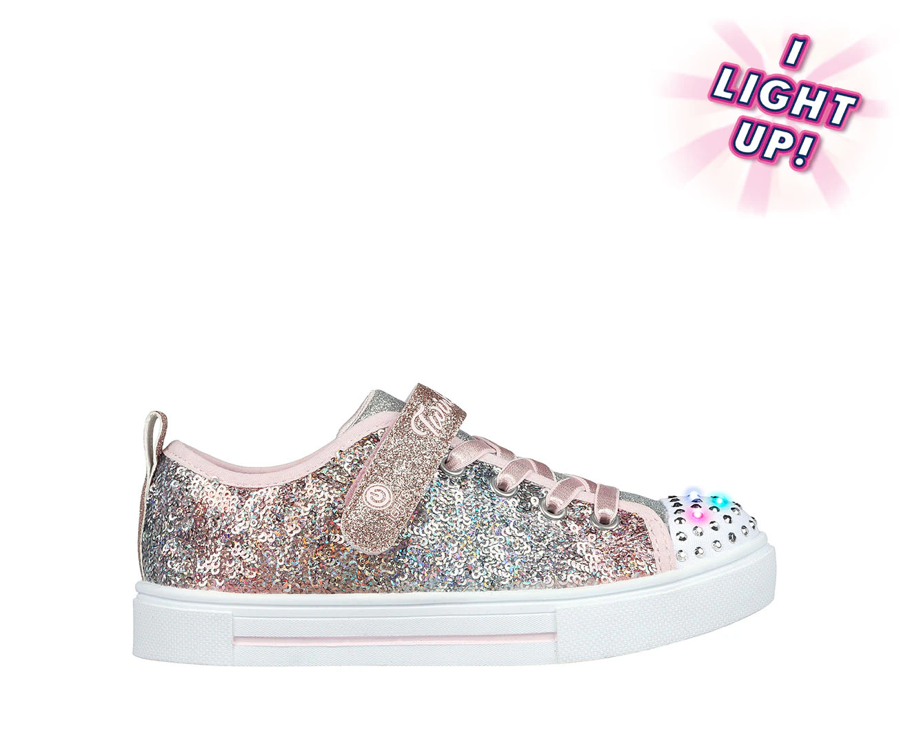 Skechers Girls' Twinkle Toes: Twinkle Sparks Sequin Flash Sneakers - Light Pink/Multi