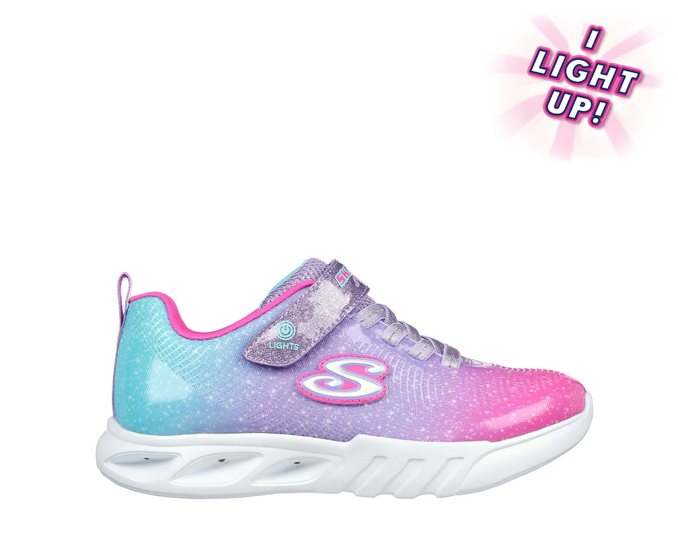 Skechers Girls' S-Lights Flicker Flash: Ombre Dreamer Sneakers - Pink/Multi