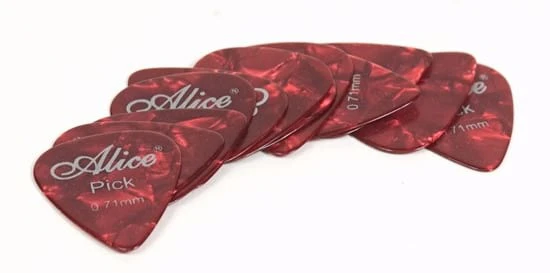 Set of 12x Alice Guitar Picks - 0.46mm - Maroon - Strong Flexible Celluloid