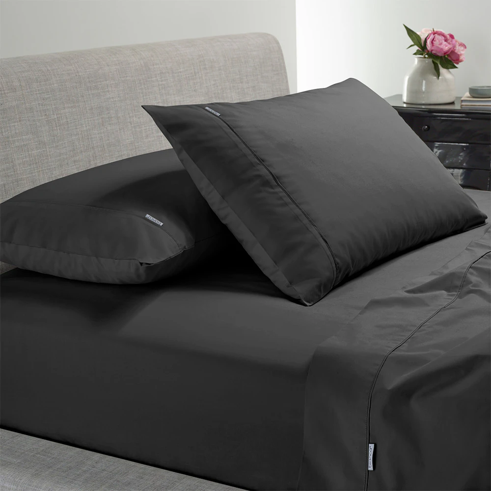 Bianca Heston 300TC Cotton Percale Sheet/Pillowcase Set Charcoal