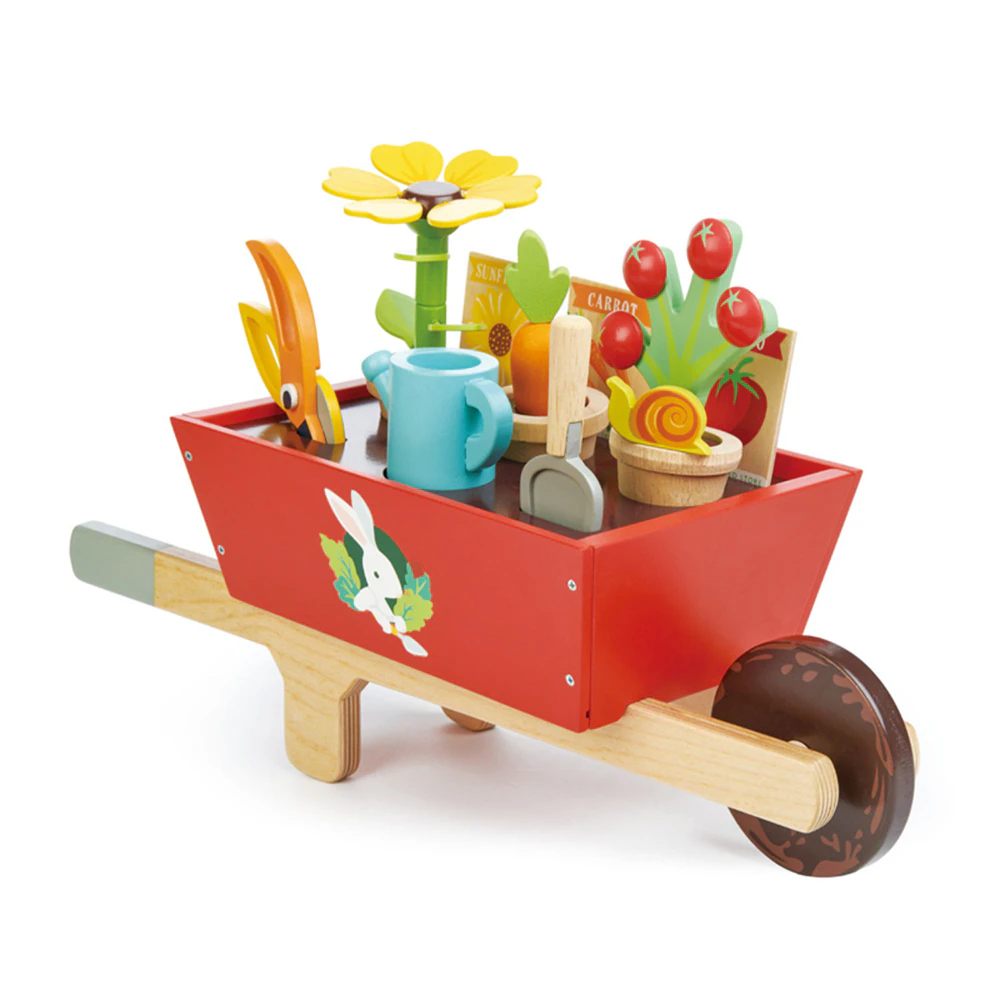 Tender Leaf Toys 48.5cm Garden Wheelbarrow Wooden Toy Set Kids/Children 3y+