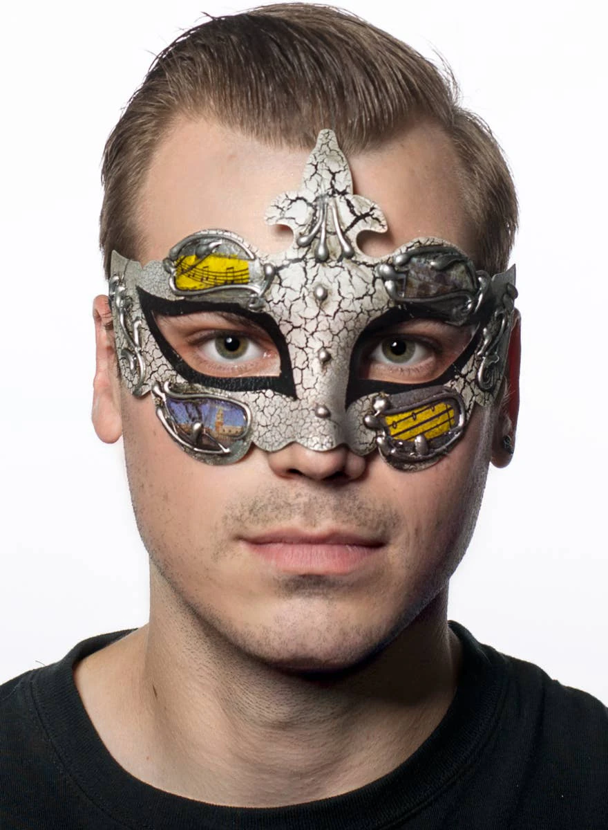 Baroque Mens Black Masquerade Mask Genuine Elevate Costumes - New