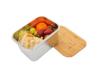 Clevinger 2000ml Stainless Steel Snack Box Lunch Container w/ Bamboo Lid White