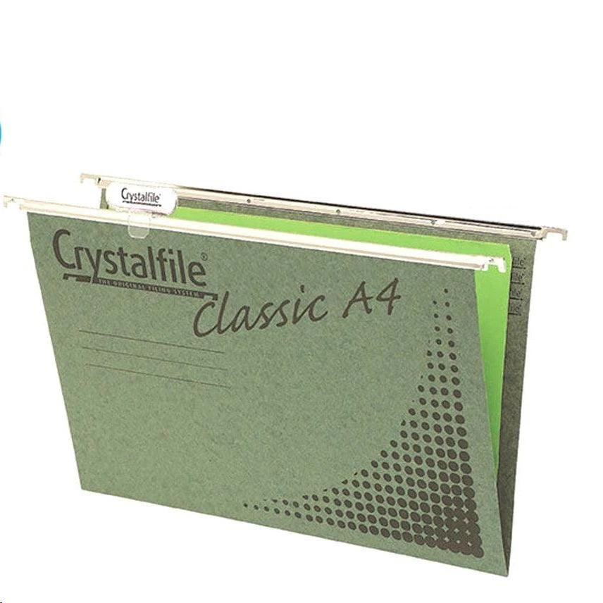 Crystalfile A4 Suspension Files With Tabs And Inserts Green Pack 20