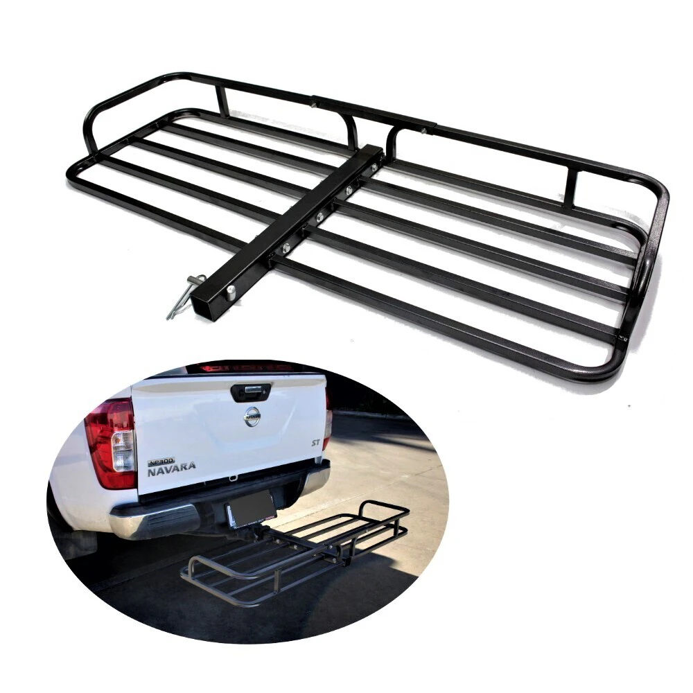 Cargo Tow Hitch Rack V03 Black Powder Coated Steel Bar Rear Travel Basket Camping