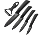 TODO 5 Pc Ceramic Knife + Peeler Set w/ Sheath Black Nano Zirconia Anti Bacterial Blade