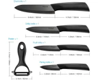 TODO 5 Pc Ceramic Knife + Peeler Set w/ Sheath Black Nano Zirconia Anti Bacterial Blade