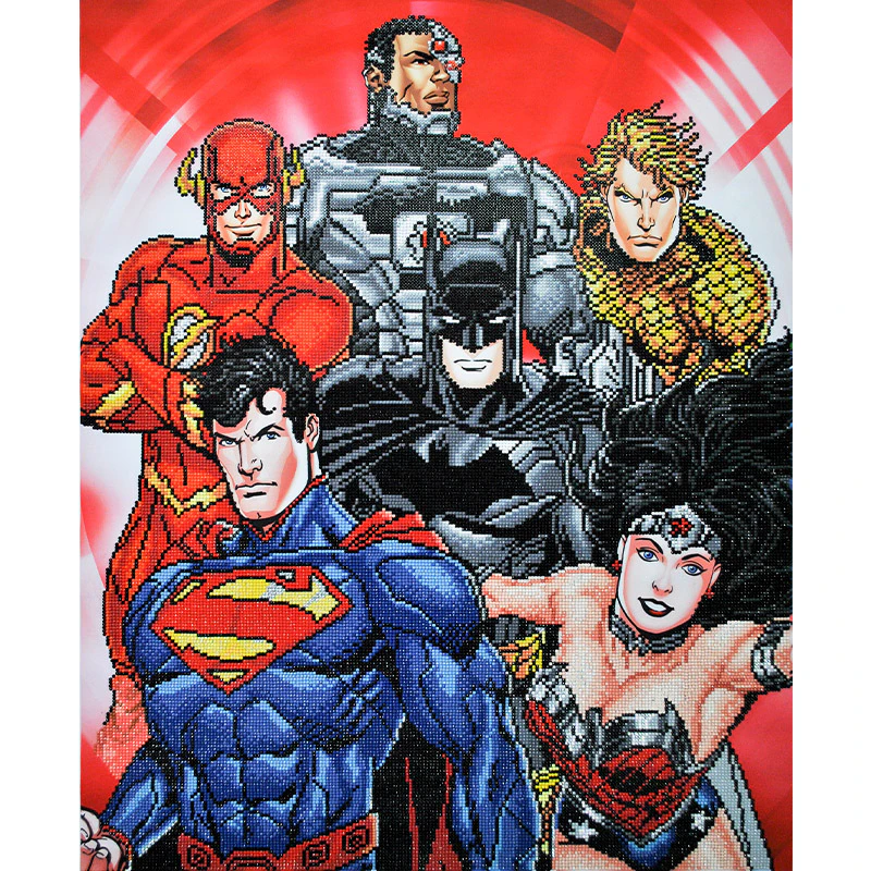 SIX STACKED SUPERHEROES 5D Multi Faceted Diamond Painting Kit by Diamond Dotz