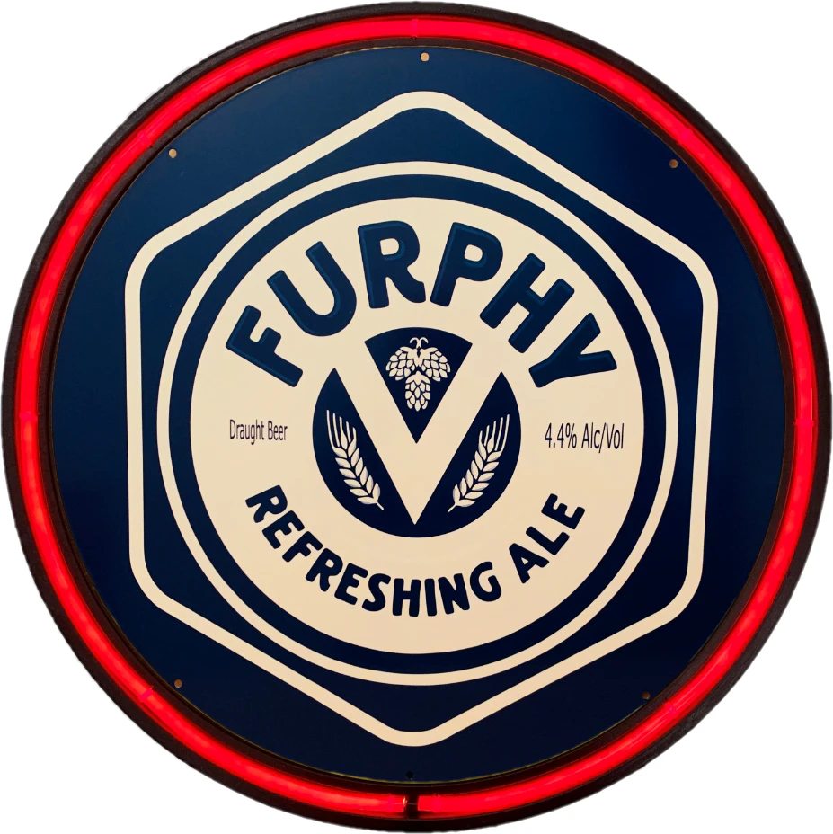 LARGE FURPHY Refreshing ALE Beer Bar Garage Wall Light Sign RED Neon